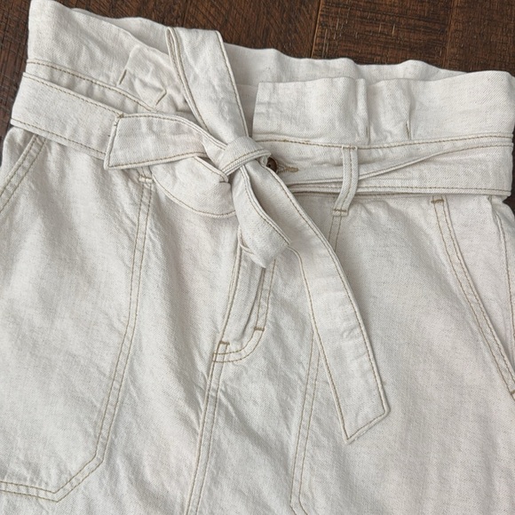 Free People Splendor in the Grass Oatmeal Denim Bow Detail Tie Mini Skirt - Picture 3 of 7